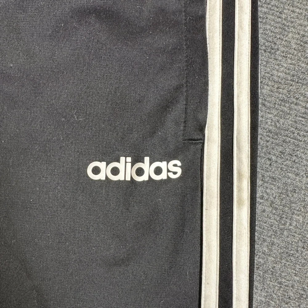 Adidas Mens Black White 3-Stripe Track Pants Zipper Pockets Small
